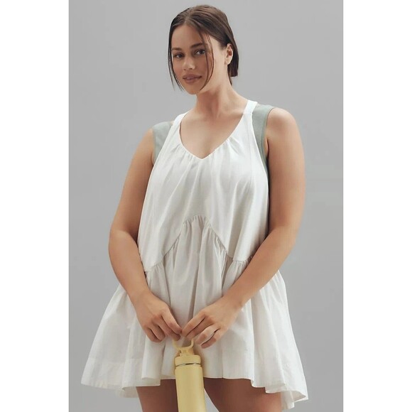 Daily Practice Anthropologie Spring Fling Racerback Mini Dress Ivory XL 280177 - Picture 4 of 11